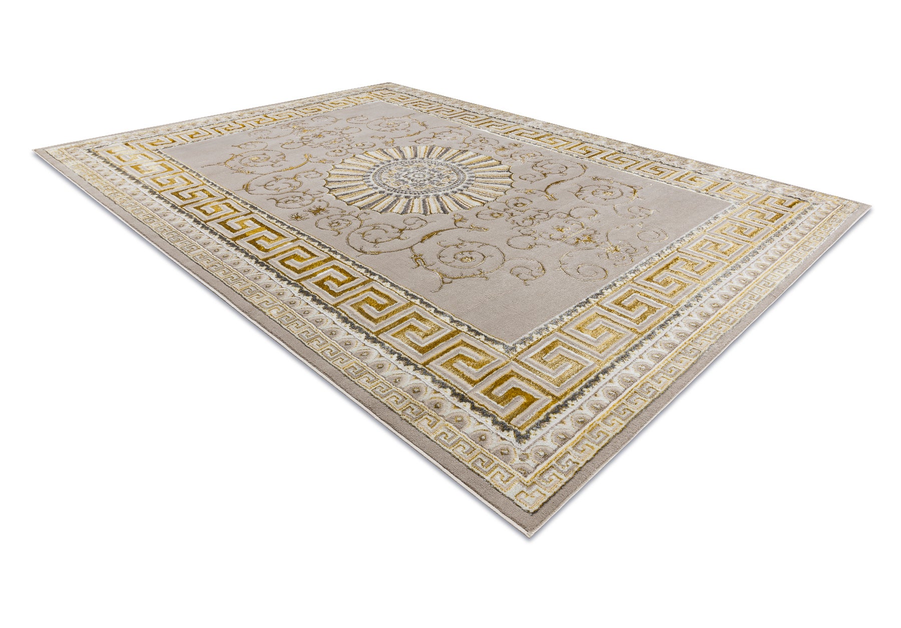 Dywan BLISS Z160AZ147 ciemny beż / złoty - Ramka, grecki ekskluzywny, strukturalny 120x170 cm - 5