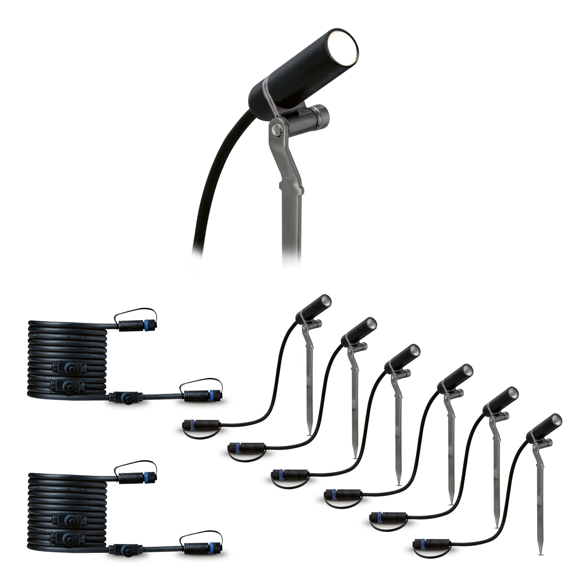 Kit Plug & Shine Projecteur de jardin LED Plantini Kit de 6 IP65 rond 21 mm 3000K 6x1,4W 6x90lm 230/24V 45° Anthracite Aluminium - 2