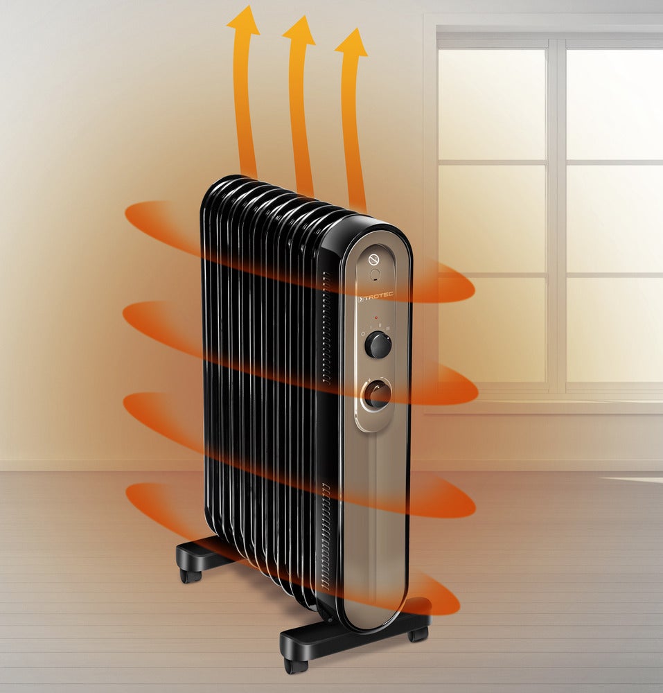 TROTEC Radiateur bain d'huile TRH 24 E Radiateur efficace à 11 éléments 2.200 W Chauffage d'appoint mobile Fonction antigel Régulation par thermostat - 4