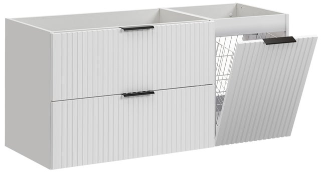 Meuble suspendu sous vasque avec panier à linge ADEL BLANC 120 cm
