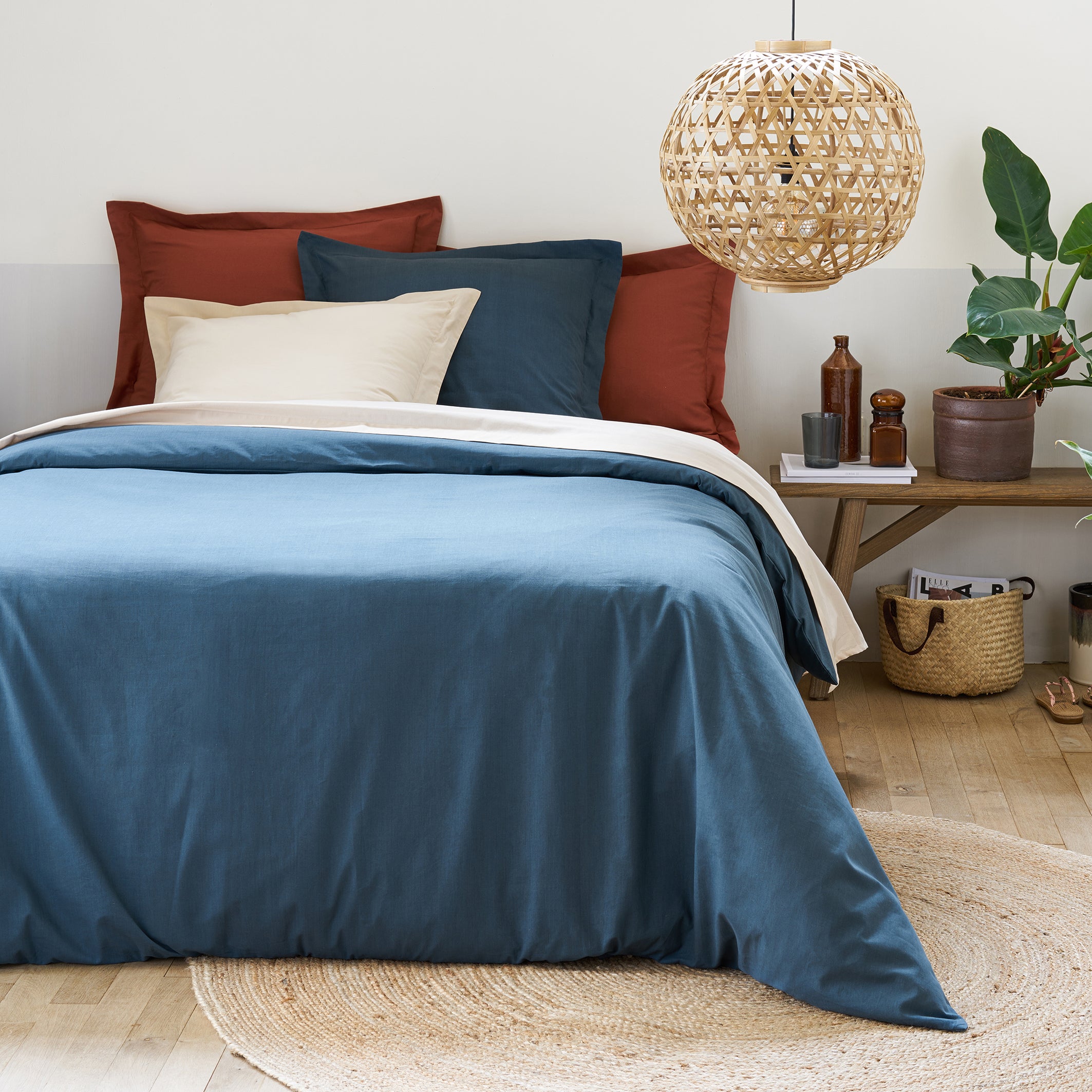 Drap housse uni coton bio, lit articulé, Scenario - Vert absinthe - 160 x 200 cm - 5