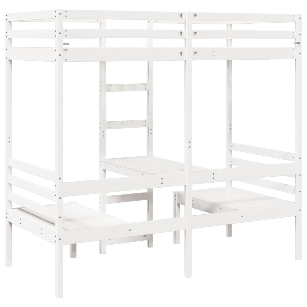 Lit mezzanine avec bureau et chaises blanc 80 x 200 cm pin massif - 7