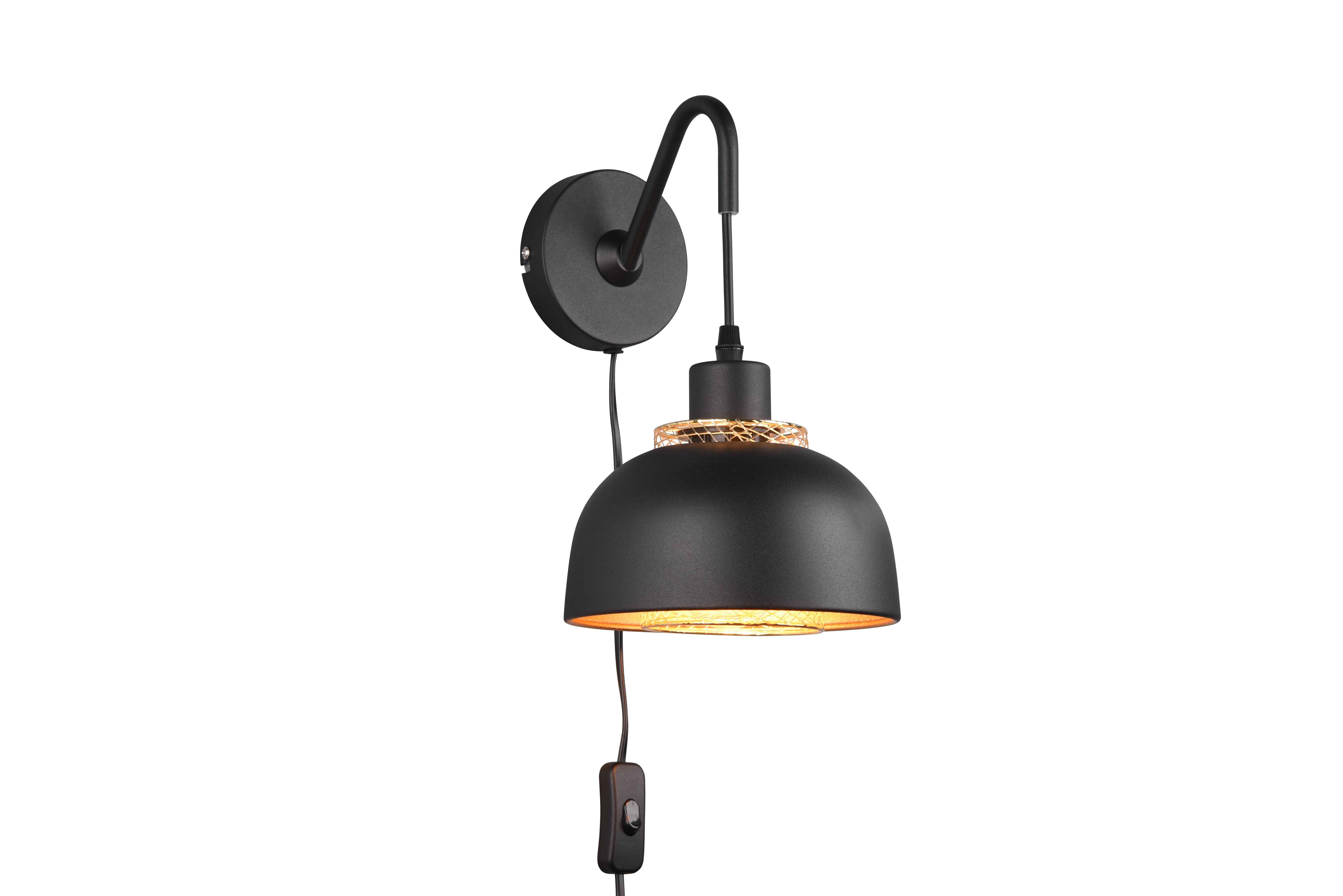 Kinkiet PUNCH czarny-mosiądz-złoty 1xE27x40W metal wym:30x18x18cm IP20 RL