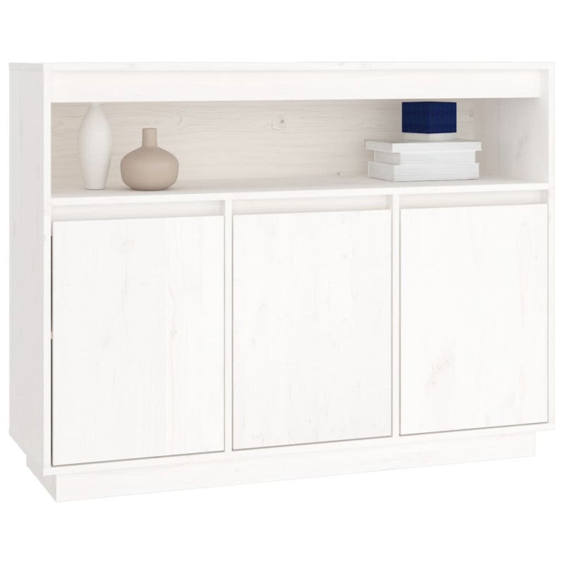 Buffet Blanc 104,5x34x80 cm Bois massif de pin - 4
