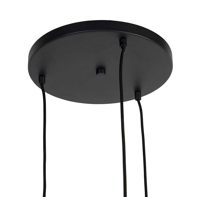 Qazqa art deco lampe suspendue - Pallon - noir et fumé, max. 25w, e27, à 3 lumières, 45cm, idéal pour la salle à manger - 8