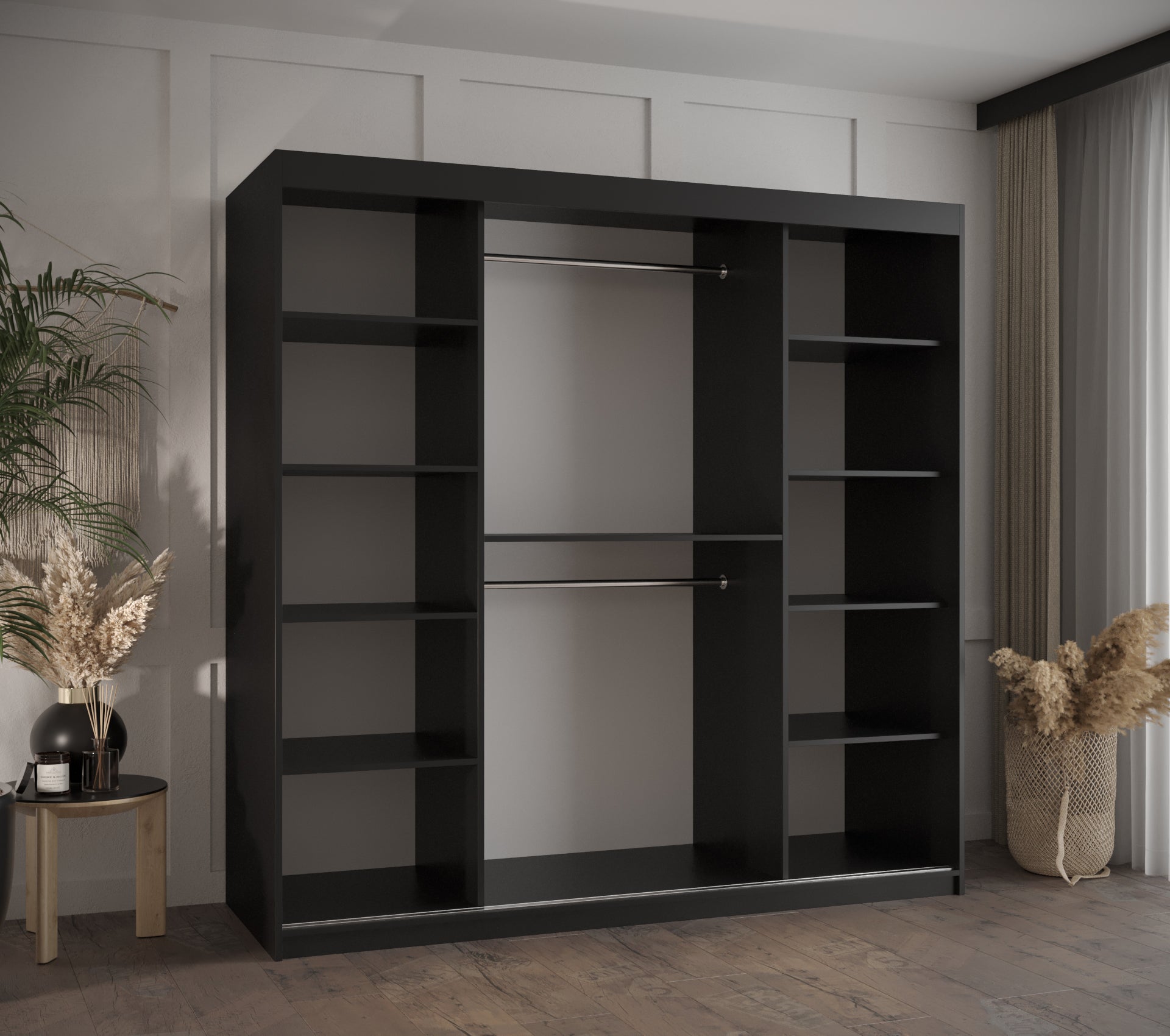Szafa przesuwna Plecionka Wiedeńska 180 x 62 x 200 czarny – Abiks Meble - 3