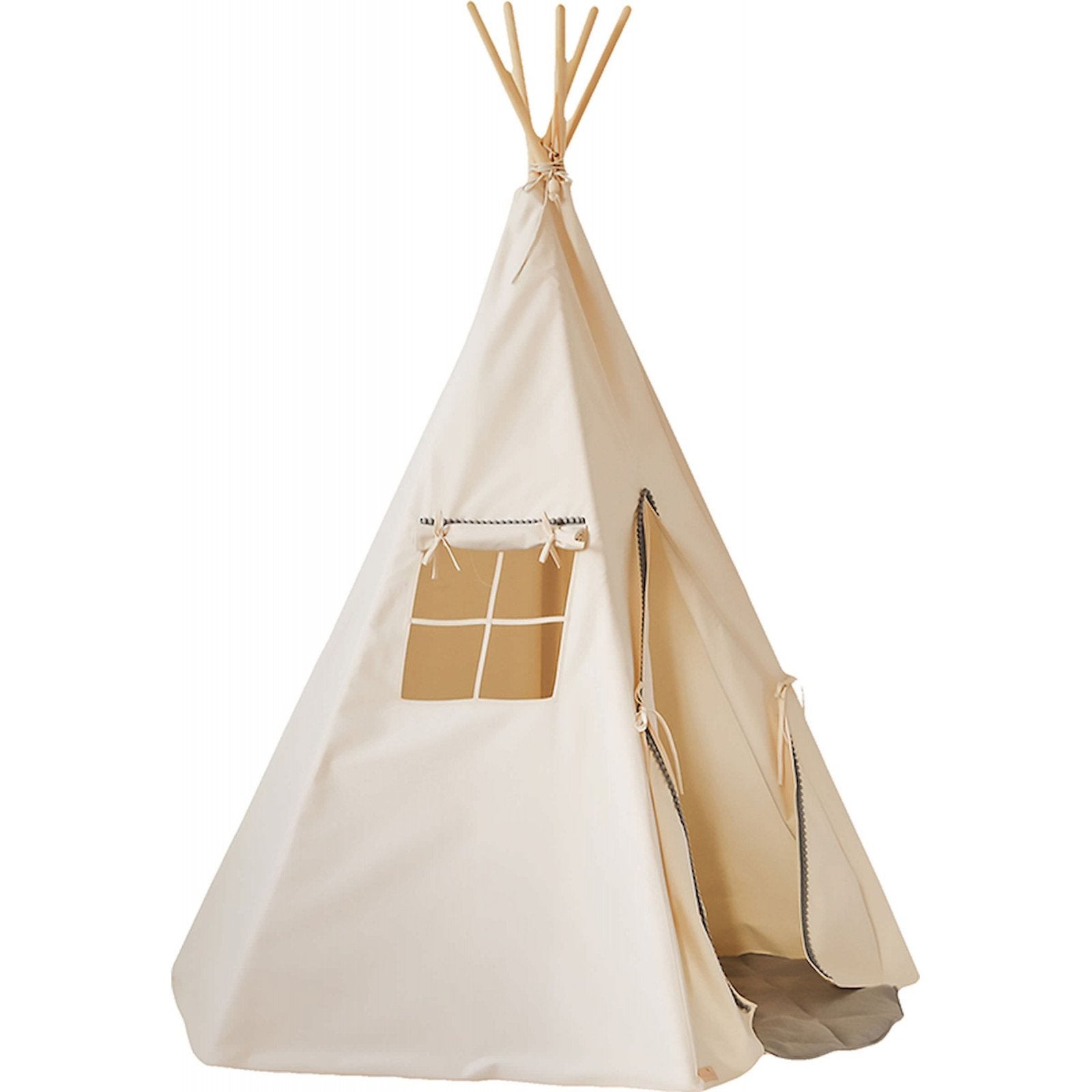 Tente Tipi Enfant 120x140 Cm - Toile Coton Avec Guirlande Lumineuse - Intérieur/Extérieur