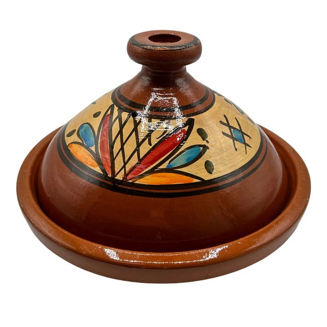 Tajine Marocchino In Terracotta Artigianato Vulcano | 37x28 Cm, Rosso, Per 6-8 Persone - Foto 1