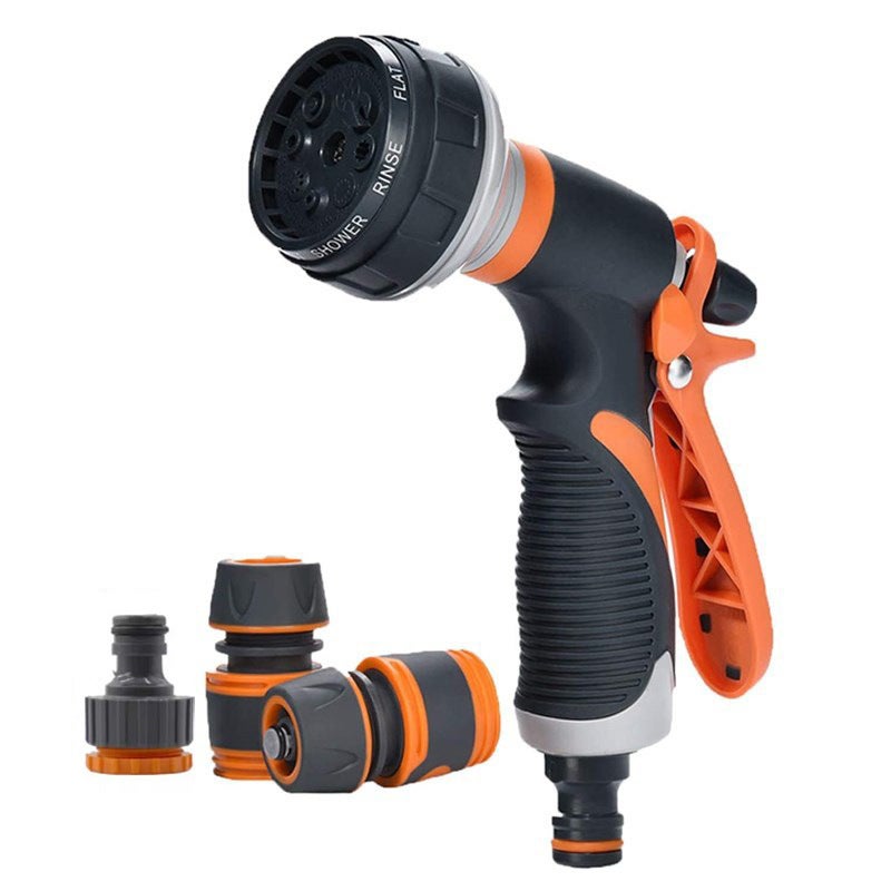 Pistolet natryskowy – Wysokociśnieniowy,szczelny pistolet natryskowy z 8 regulowanymi wzorami do węży ogrodowych i zintegrowanym mechanizmem blokując