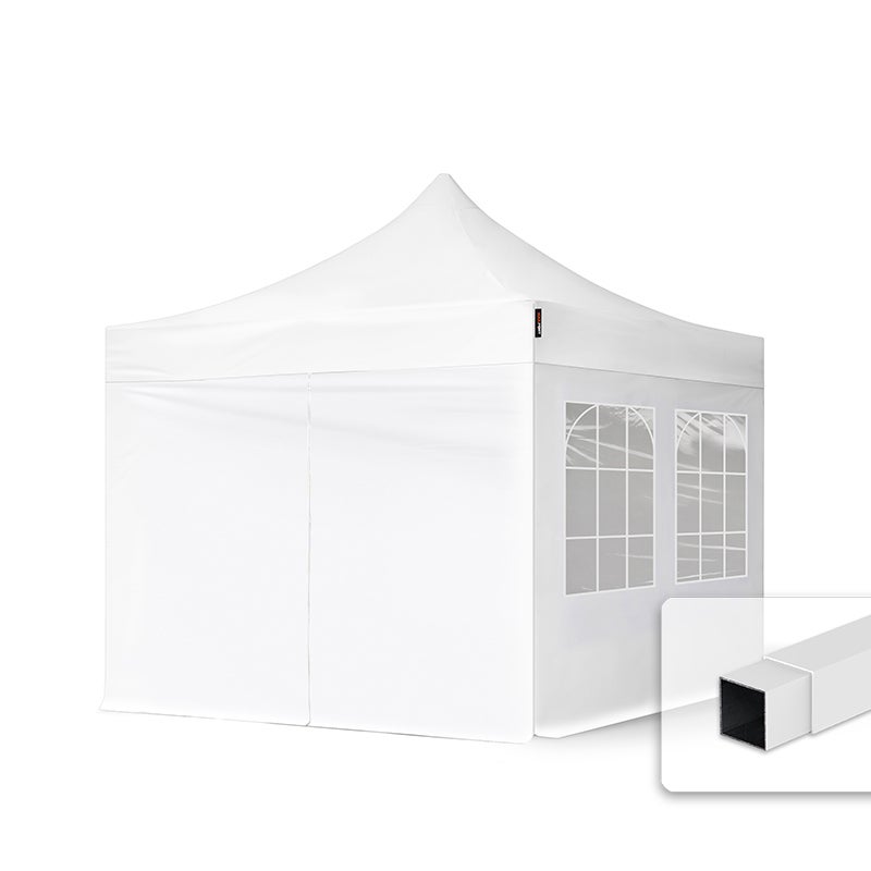 3x3 m Namiot Ekspresowy ECONOMY Stal 30 mm, ze ścianami bocznymi, okna kwadratowe , biały