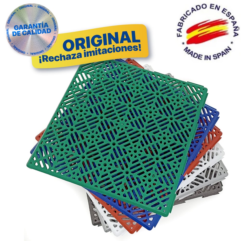 Loseta Gris Forja de polipropileno ventilada 30x30x1,5cm - Para suelos de piscinas, terrazas, tarima flotante, césped artificial, perreras - 7