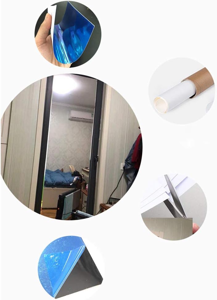Feuilles de miroir flexibles, autocollants muraux en miroir, pour salle de bain, commode de chambre à coucher, murs de cuisine (0,2 mm 50 x 200 cm) - 4
