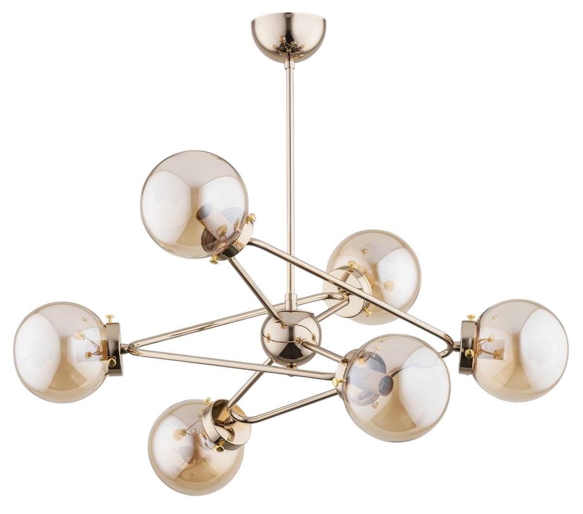 Lampa wisząca Resto złoto-bursztynowy 6xE14x40W glamour wym: 57 x 66 x 66 cm szkło Alfa