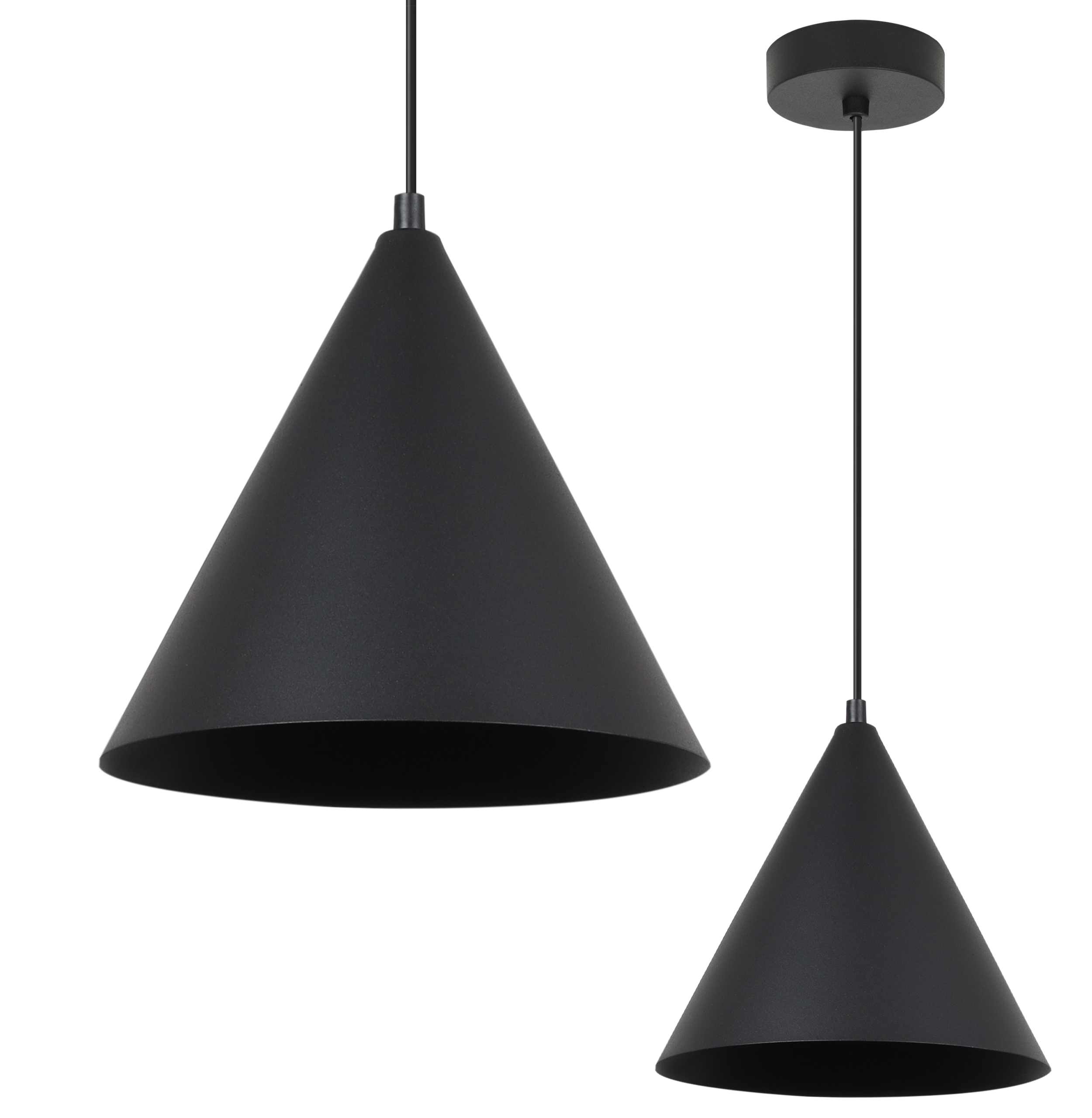 Lampa sufitowa wisząca Soho modern 1xE27 klosz stożek 25cm czarna Light Home LH