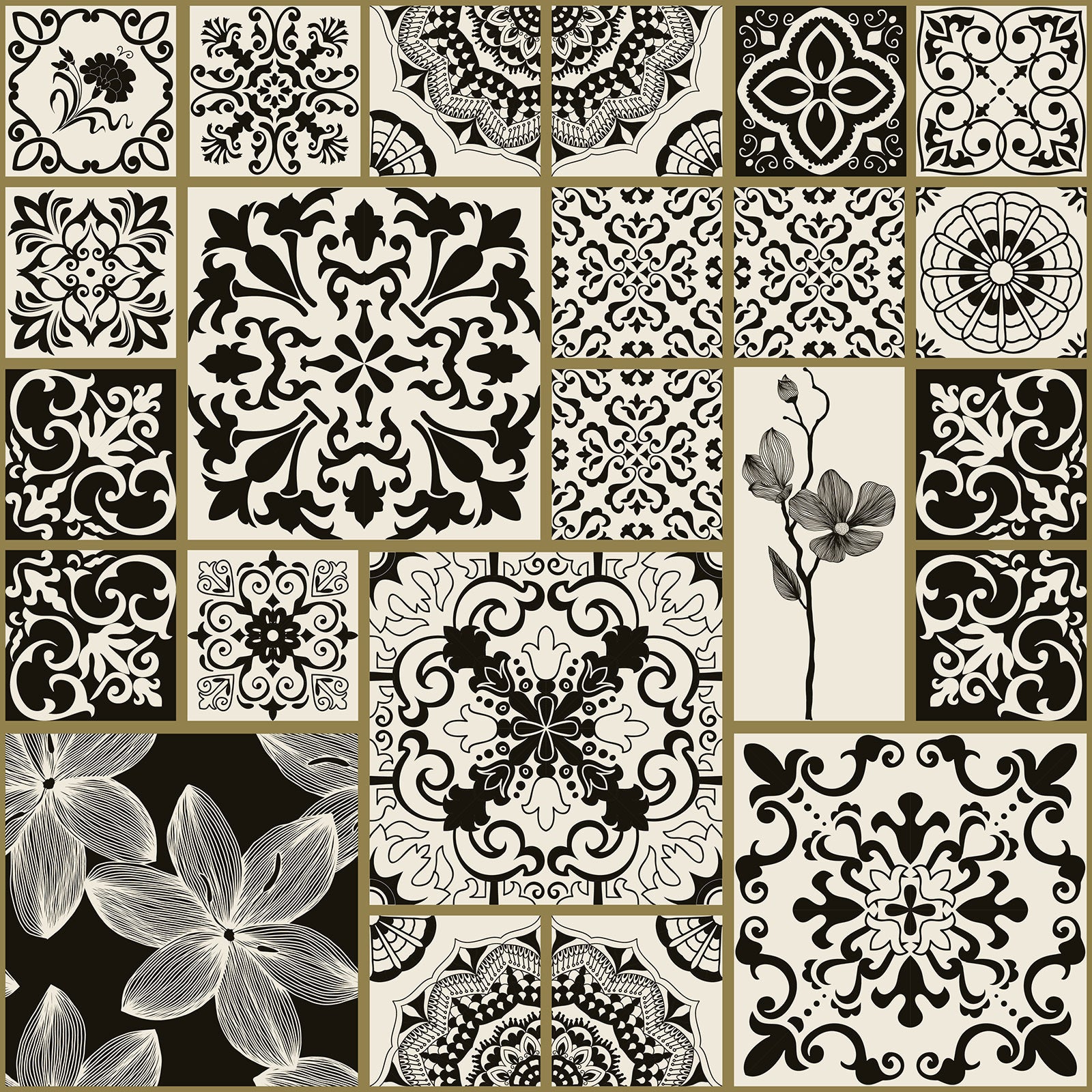 Crédence adhésive sticker décoratif pour cuisine - Effet carreaux de ciment - Adhésif + Protection MATE - 60x60 cm - 2