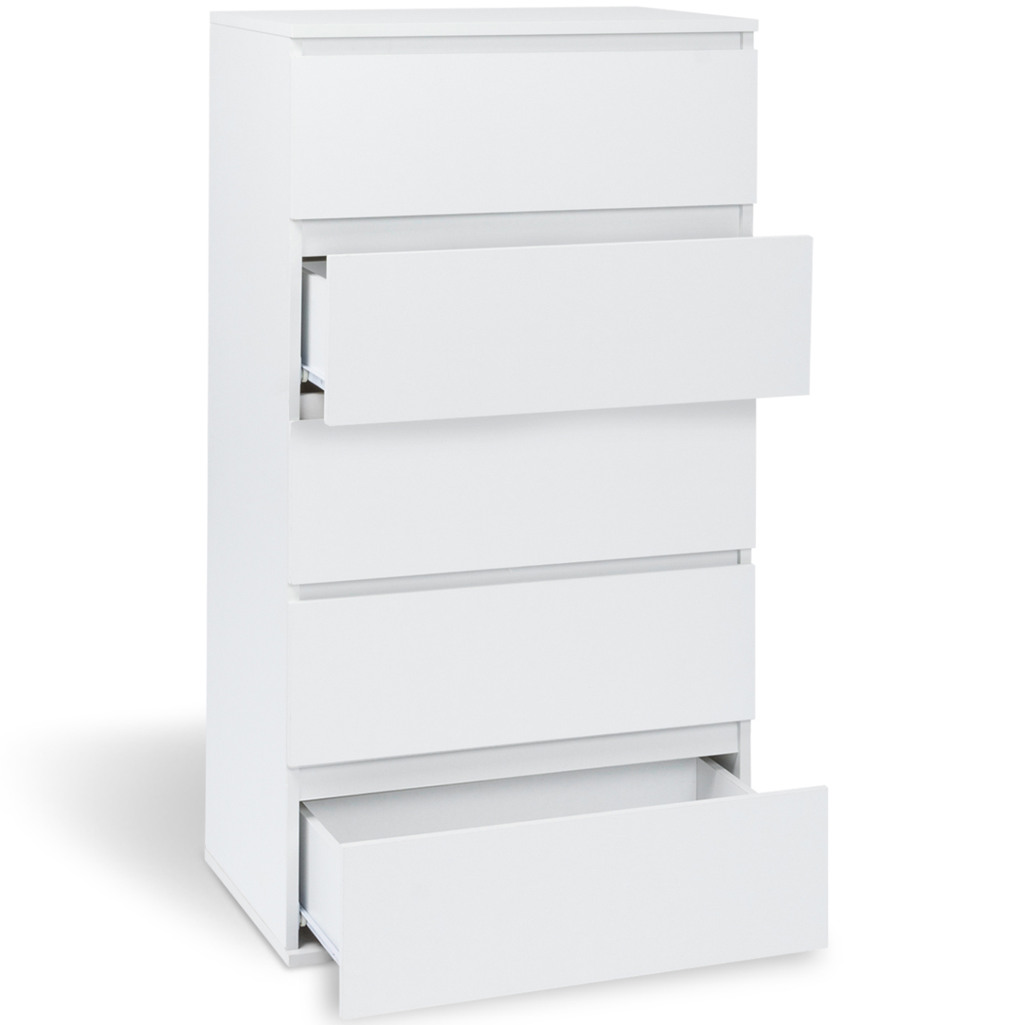 Chiffonnier 5 tiroirs TOMI 60x40x100 cm commode semainier bois blanc - 4