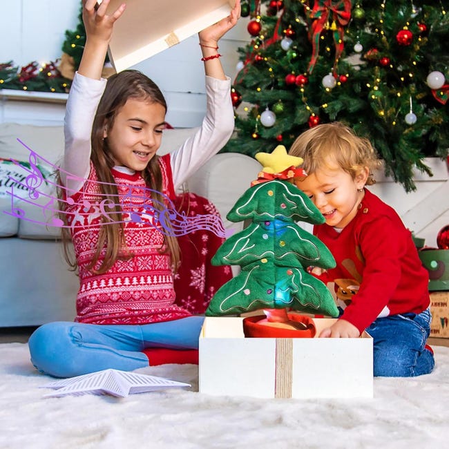 Albero Di Natale Danzante E Cantante Con Luci LED E Musica - Peluche 38 Cm, 8 Canzoni, Regalo Bambini