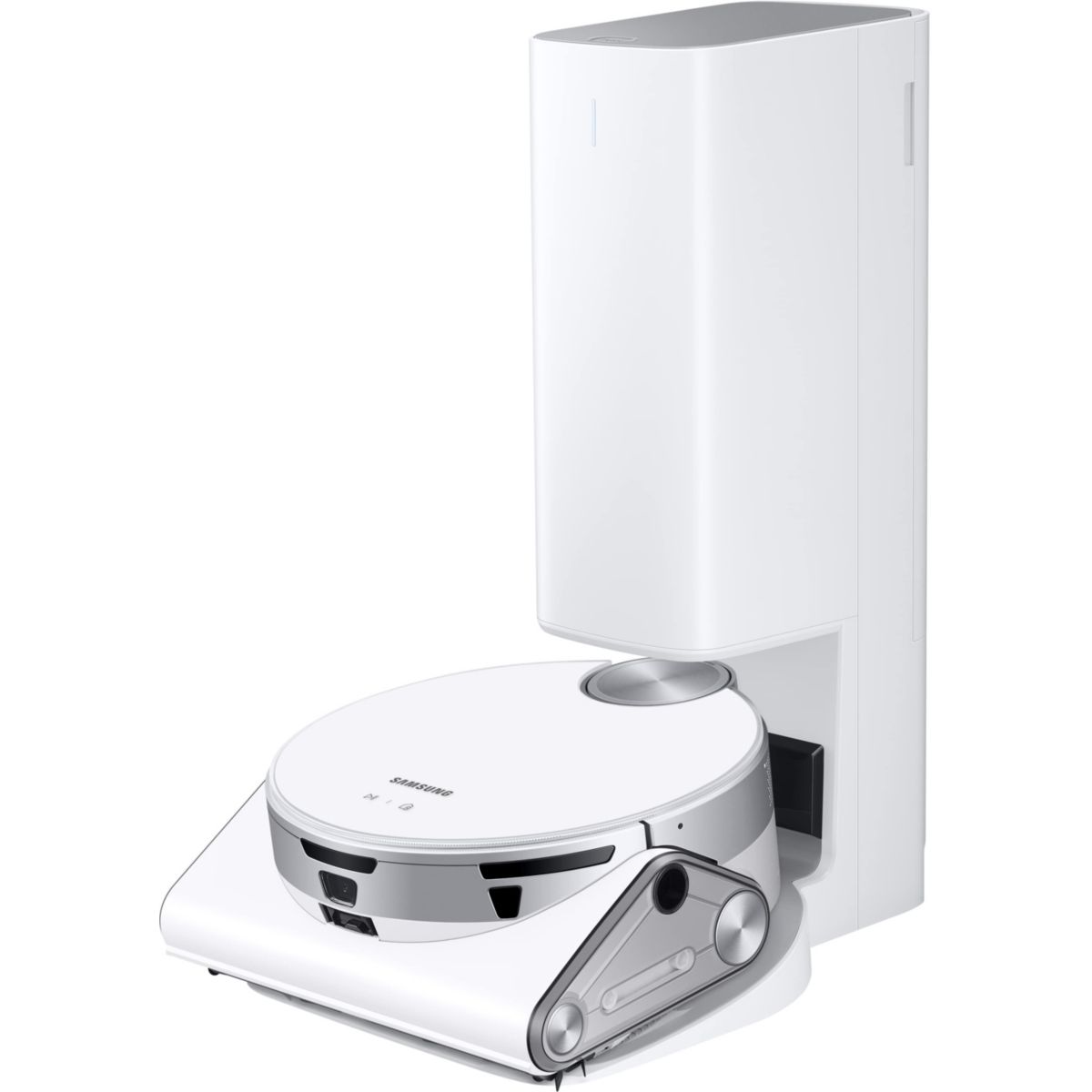 Samsung Jet™ Bot AI+ VR50T95735W/WA, Aspirapolvere Robot con telecamera, Wifi, Riconoscimento ostacoli 3D, Svuotamento automatico, per Tappeto, Bian
