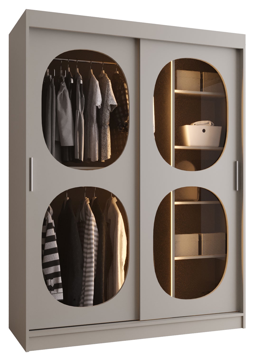 Szafa przesuwna garderoba BAHRAJN 2 150 x 62 x 200 cm Kaszmir + LED - Abiks Meble