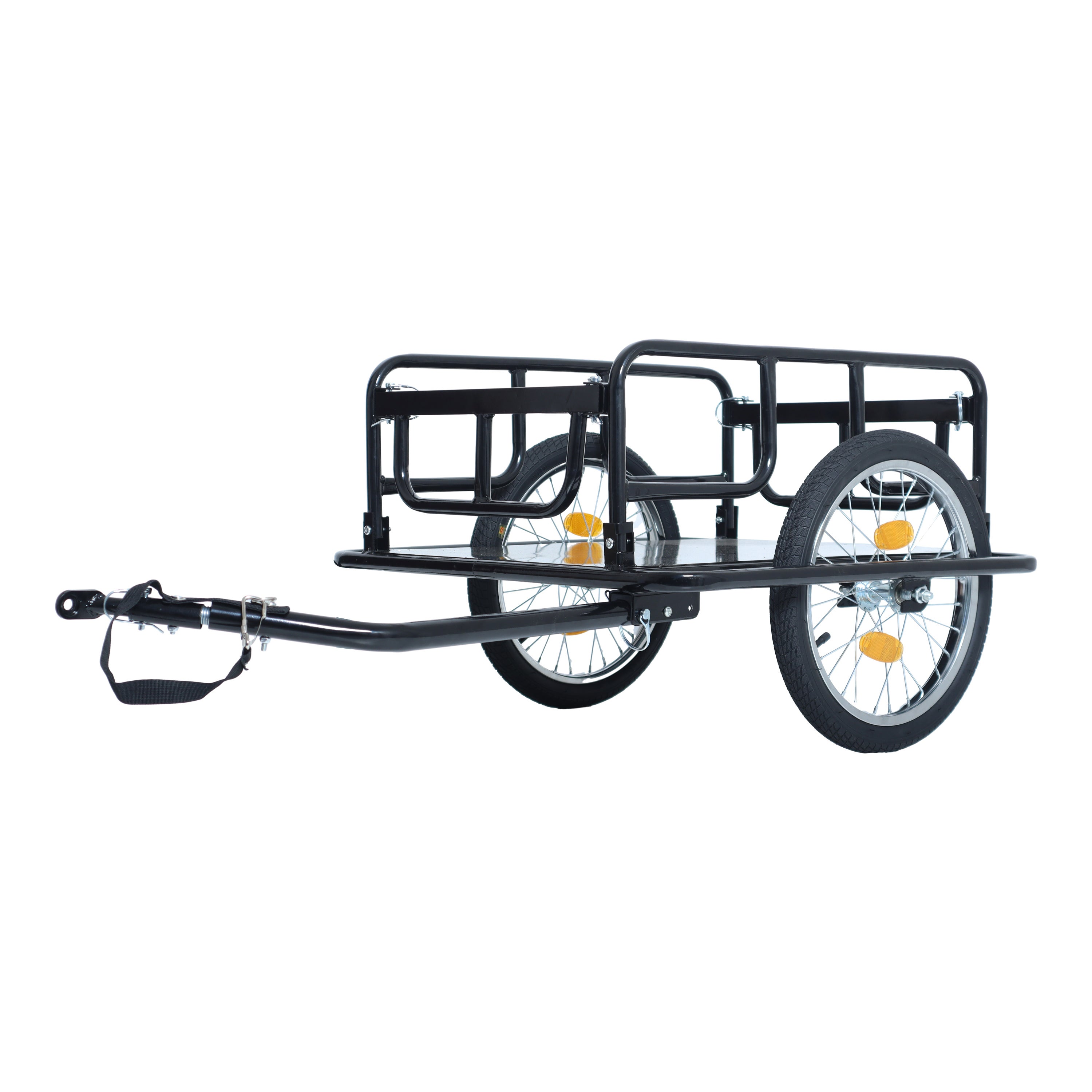 Remorcă pliabilă pentru biciclete din oțel cu remorca universală, capacitate 50 kg, roți și reflectoare 16 inch, 127 x 69 x 50 cm