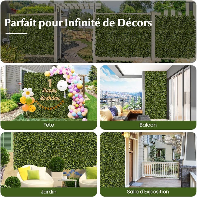 Set di 12 pannelli di siepe artificiale per pareti da giardino, Pannelli decorativi da 50 x 50 cm Verde Set di 12 pannelli di siepe artificiale per pareti da giardino, Pannelli decorativi da 50 x 50 cm Verde