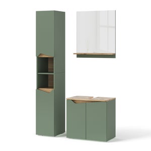Mobiletto Midi Viola Per Bagno - 33x80 Cm, Verde/Artigianale, Con Anta E Ripiano Aperto