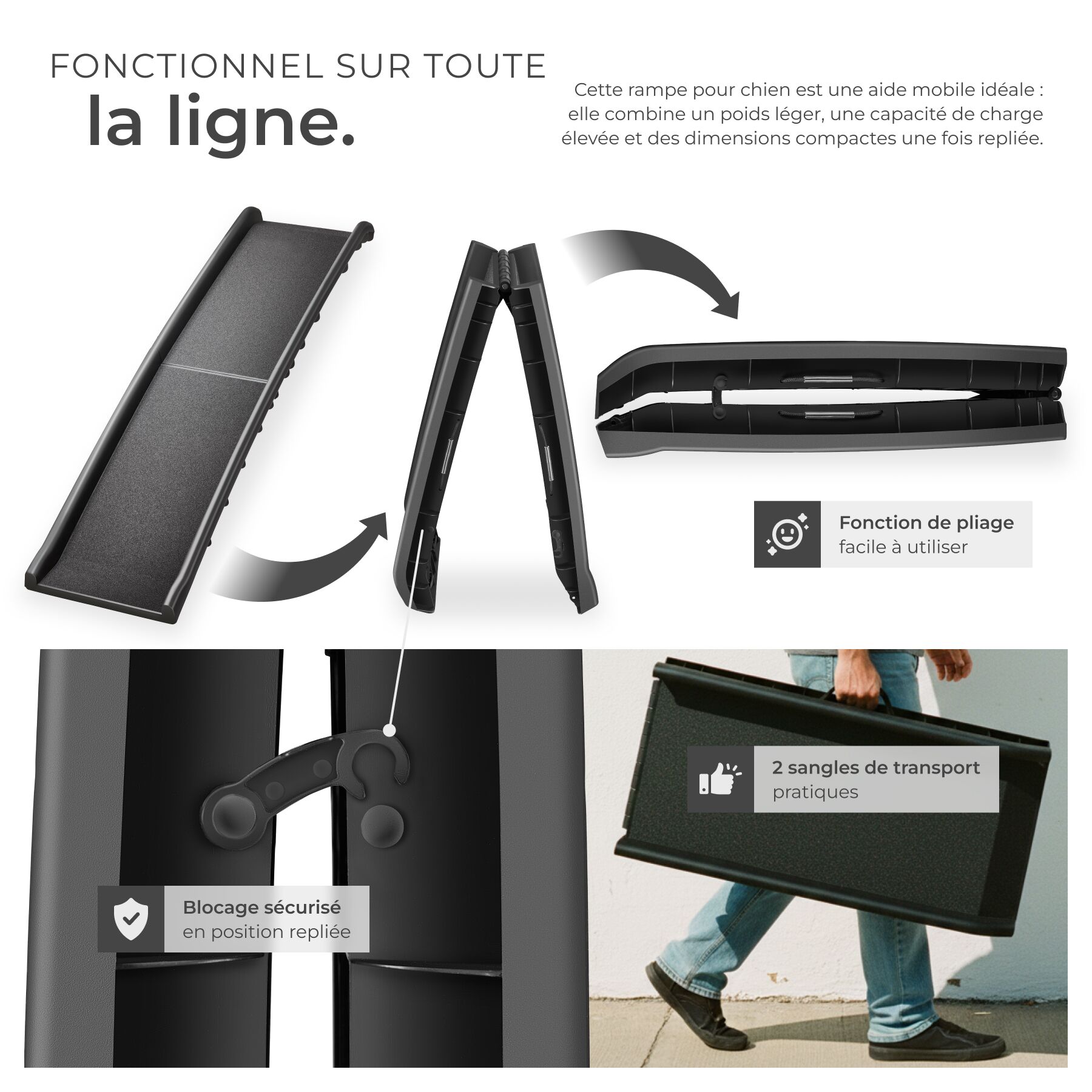 TECTAKE Rampa para perros plegable y antideslizante - 4