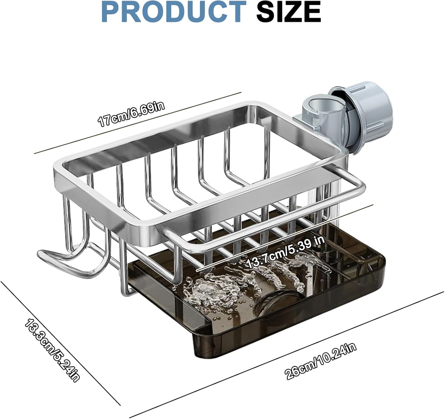 Stojak na gąbkę do zlewu kuchennego ze stali nierdzewnej (srebrny) - 2