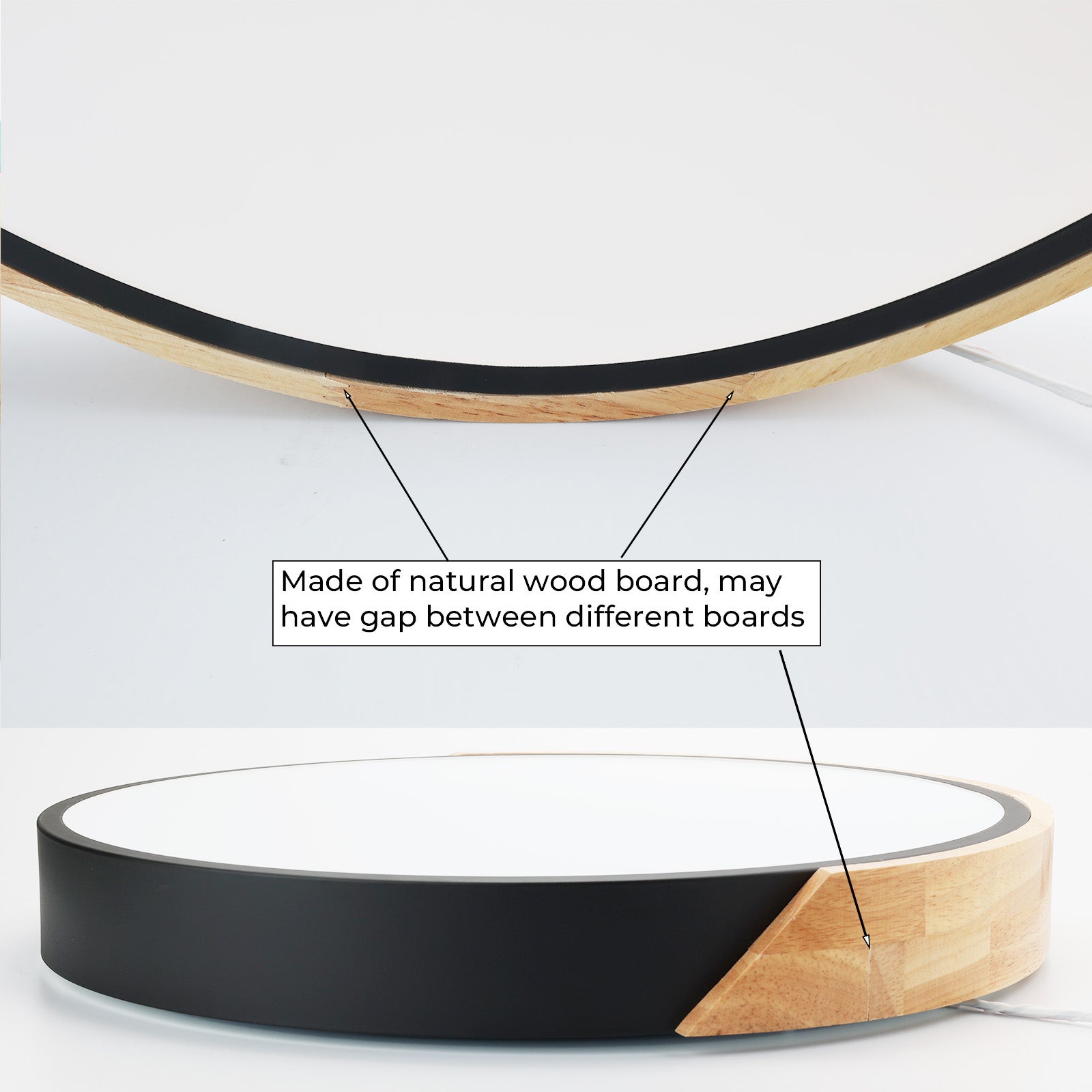 Plafonnier LED Circulaire Ø40cm, 30W, 3000LM, Métal Noir et Bois, Lumière Sélectionnable (3000K-4000K-6000K) - 5
