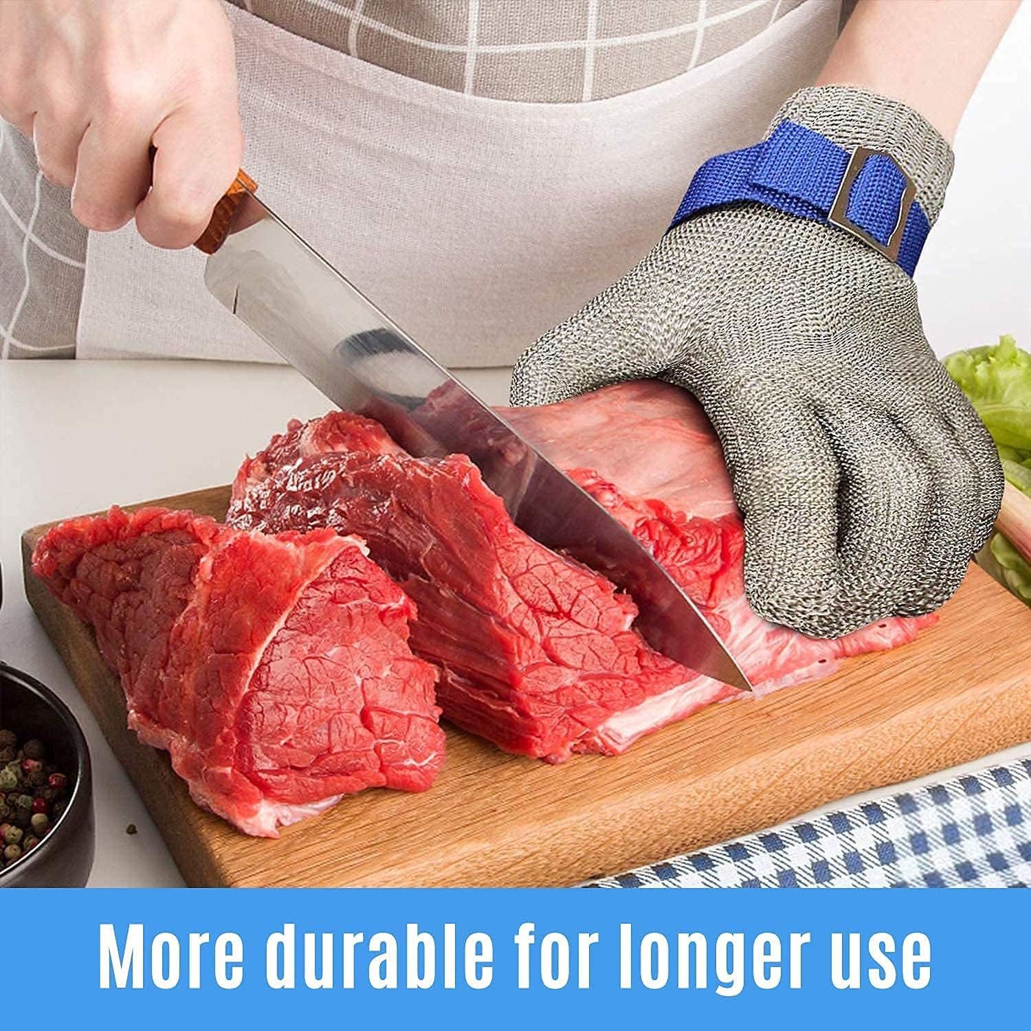 Gants métalliques résistants aux coupures, durables et antirouille pour la transformation de la viande et la découpe des aliments (XL) - 3