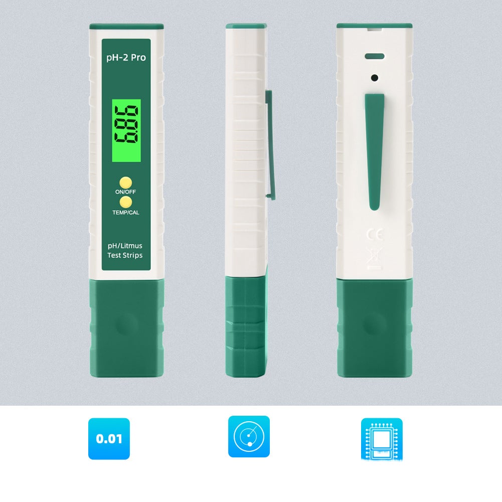 Stylo de test d'acide et d'alcali de pH d'affichage de température de PH-2Pro blanc et vert, mètre d'essai de qualité de l'eau - 3