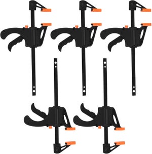 Lot De 5 Pinces à Dégagement Rapide - Serre-joint Une Main De Charpentier 4" - Noir Et Orange