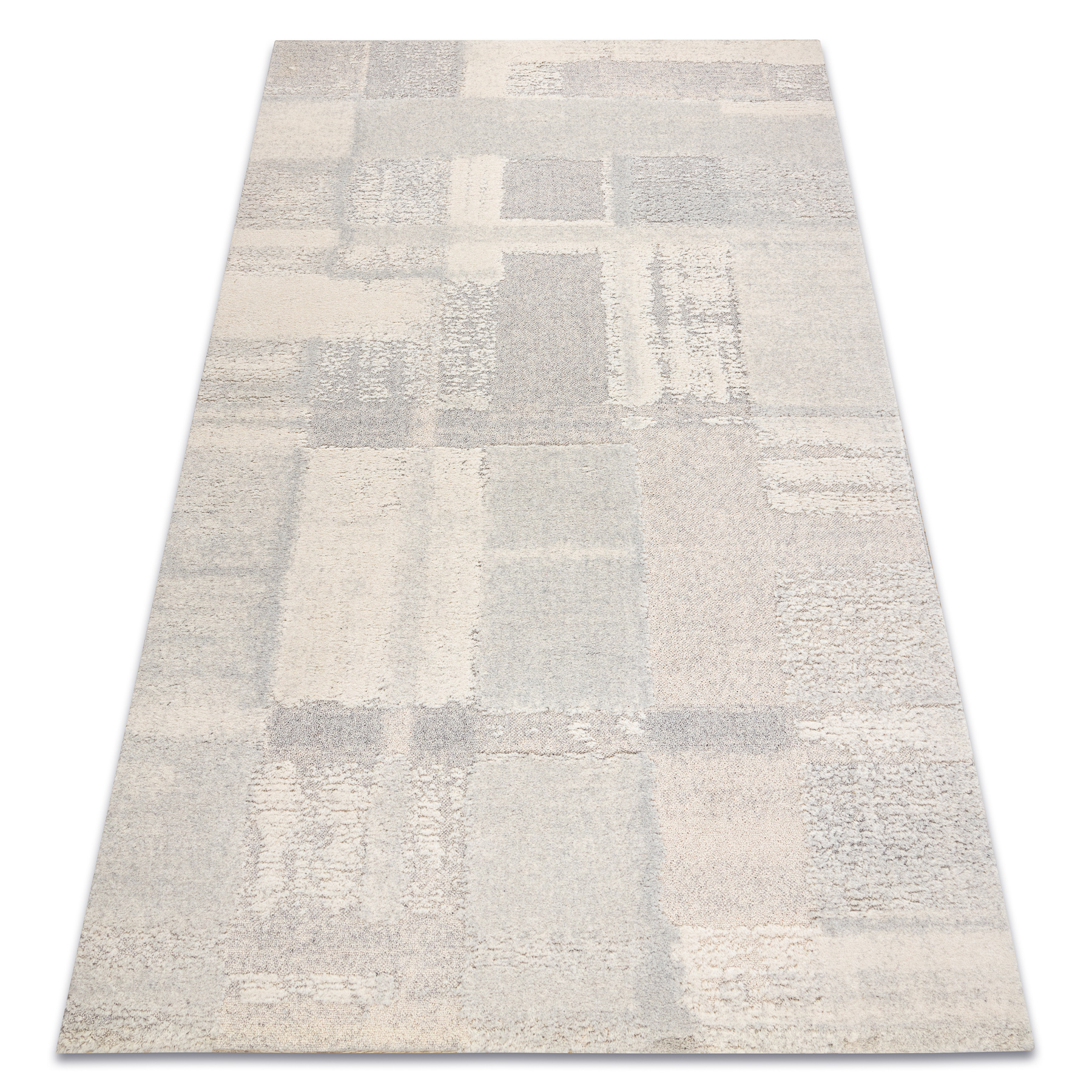 Dywan FLUX 461.43.AE110 wełniany OSTA - Geometryczny, strukturalny, loftowy krem / szary 240x340 cm