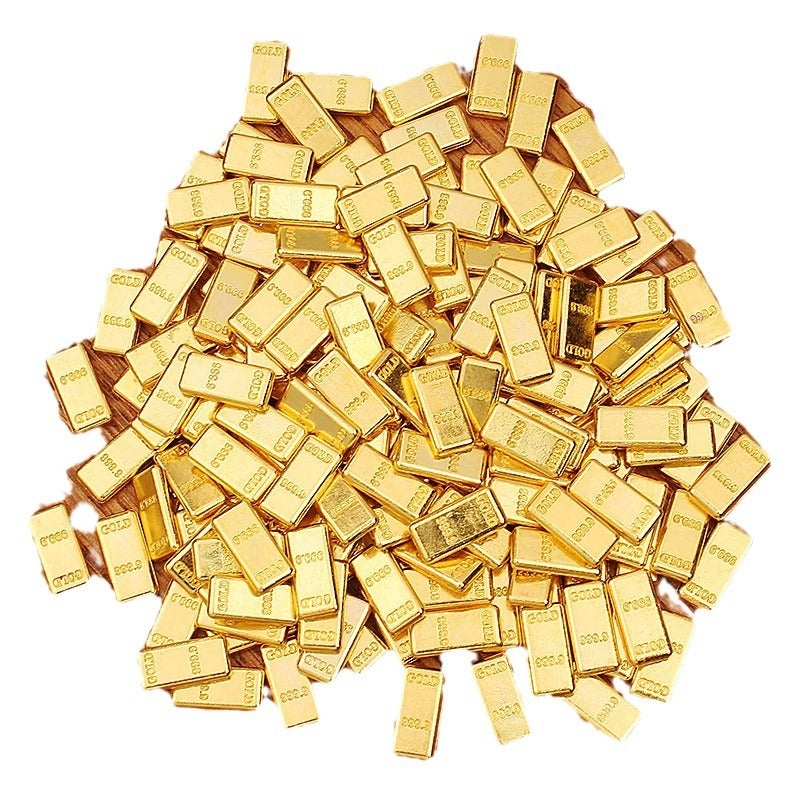 30 Lingotes De Oro Falso En Miniatura – Aleación Dorada Para Casa De Muñecas Y Decoración Temática