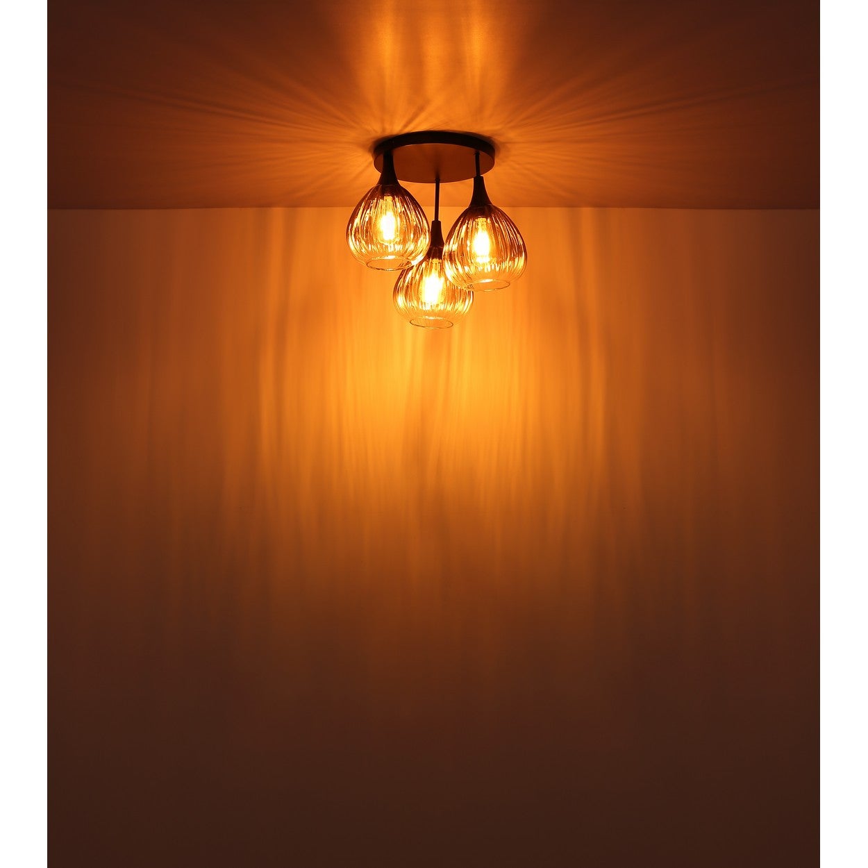 Globo Olsen Plafonnier Cluster Shade en verre fumé noir mat, 3 ampoules E27 - 4