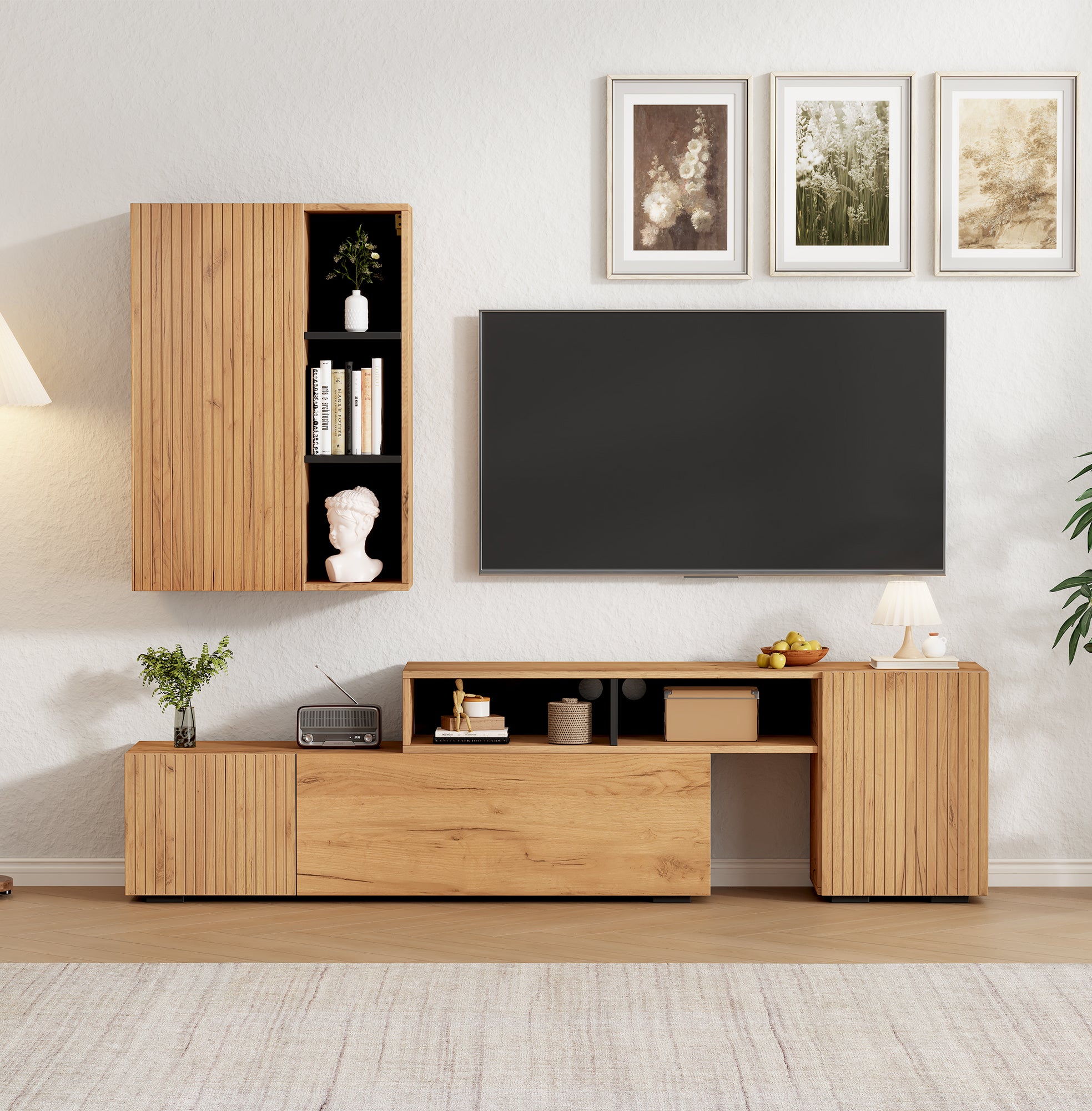 Ensemble de meuble TV avec 4 tiroirs + table basse avec 2 tiroirs