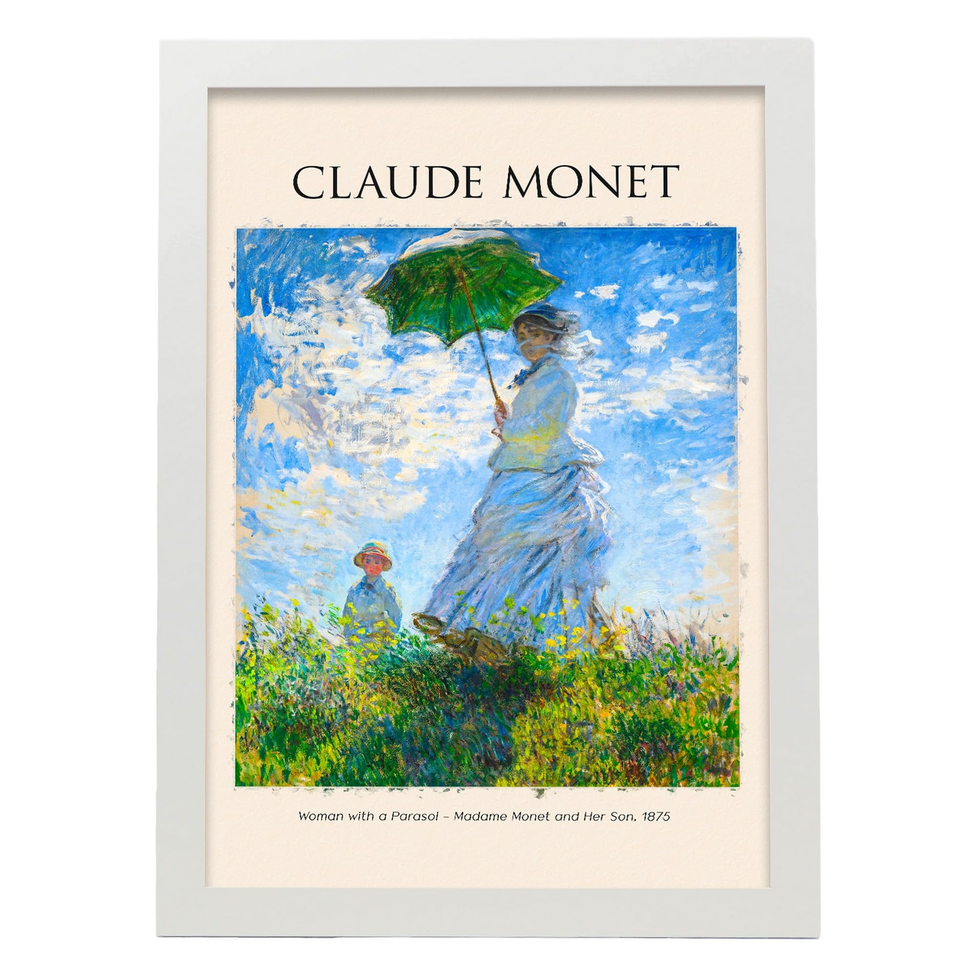 Lámina poster de mujer con sombrilla cuadros decorativos para tu hogar estampados impresiones de pared inspiradas en claude monet a3 con marcos blanco