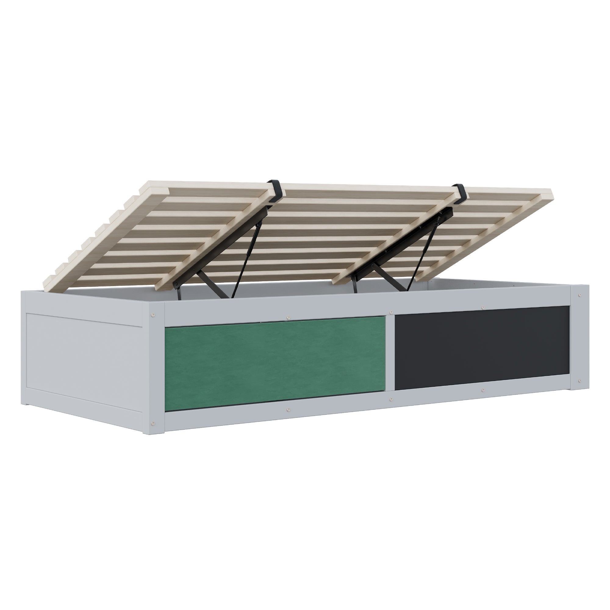 Łóżko dziecięce z pojemnikiem 90 x 200 cm - Przestrzeń do przechowywania pod łóżkiem - Drewno lite - Szary (materac nie jest wliczony w cenę) - 6
