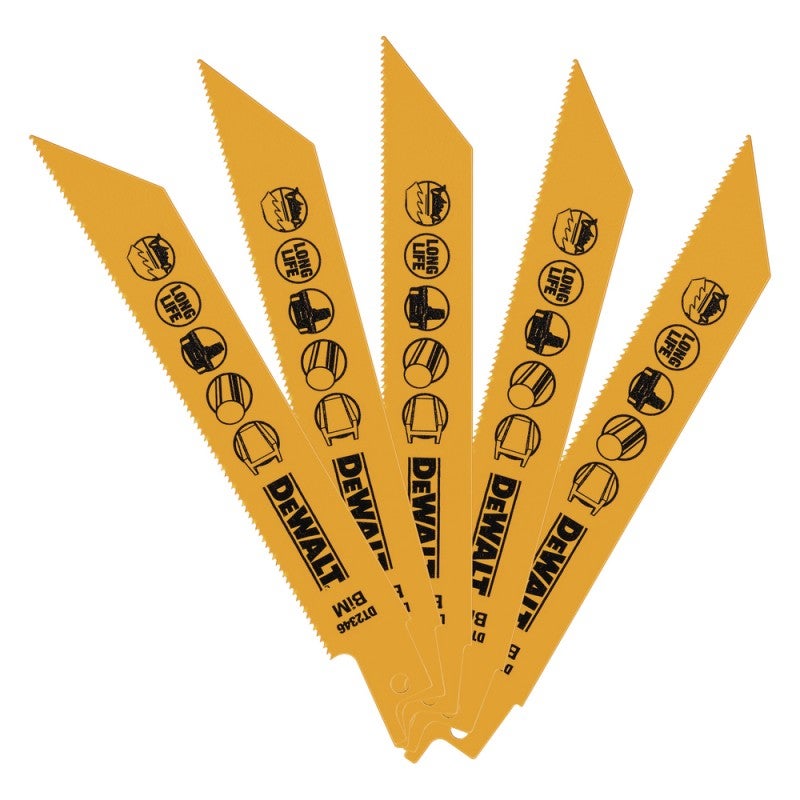 DeWalt DT2346-QZ Lames Scie Sabre Bimétal 152 Mm - Lot De 5 Pièces
