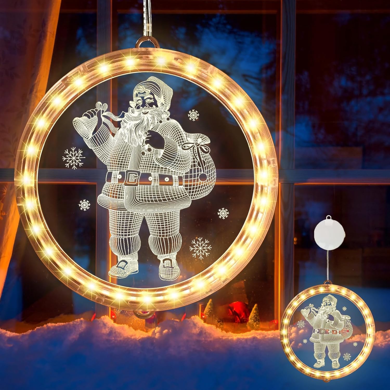 Lot 4 Décorations Murales Eureka Noël – Carton Découpé – Père Noël Et Couronnes