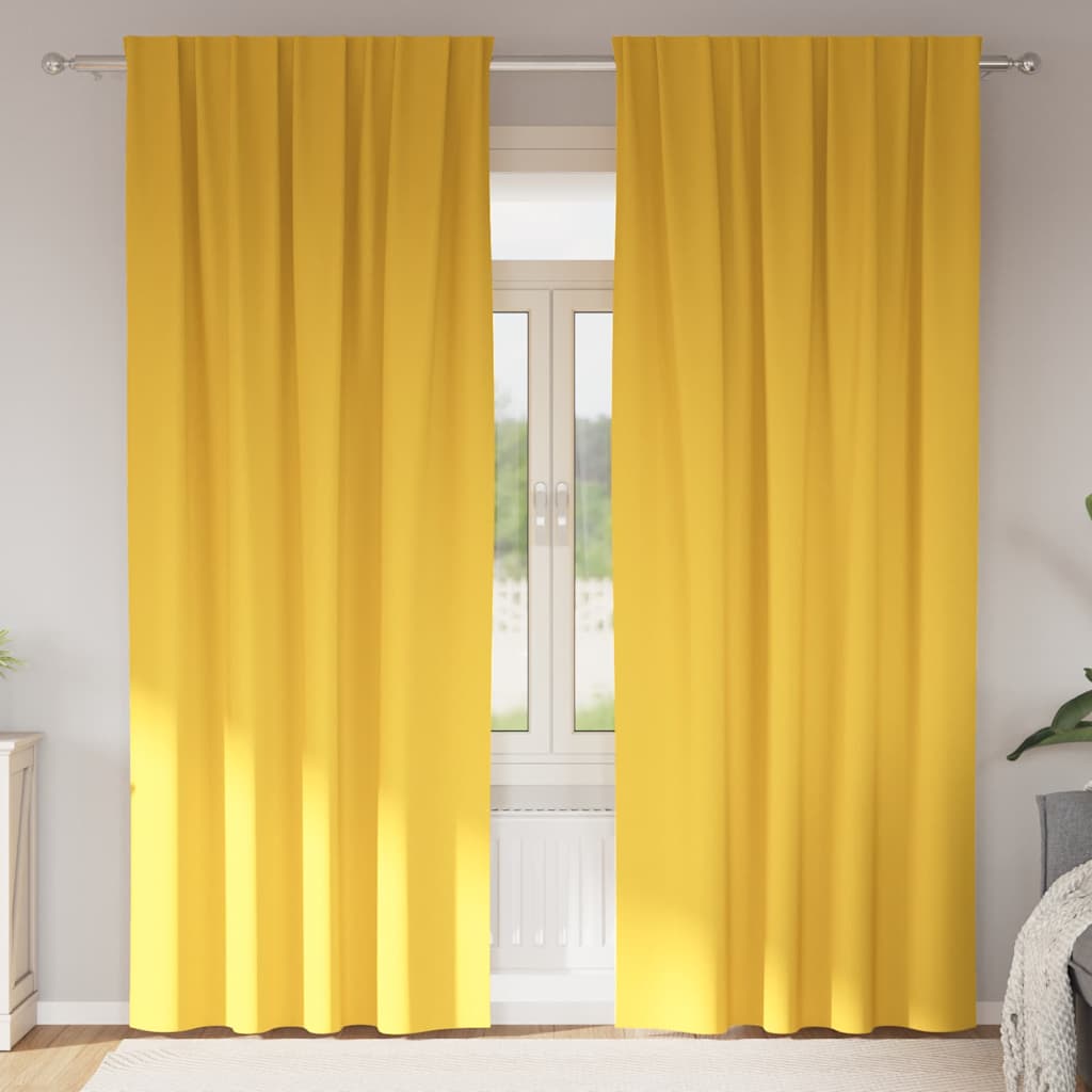 Firany blackout z kółkami 2 pcs Musztardowy Żółty 260 x 140 cm vidaXL