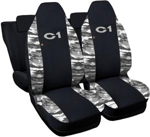 Coprisedili Per Citroën C1 - Set Completo Anteriore/posteriore, Made In Italy, Nero/blu - Foto 12