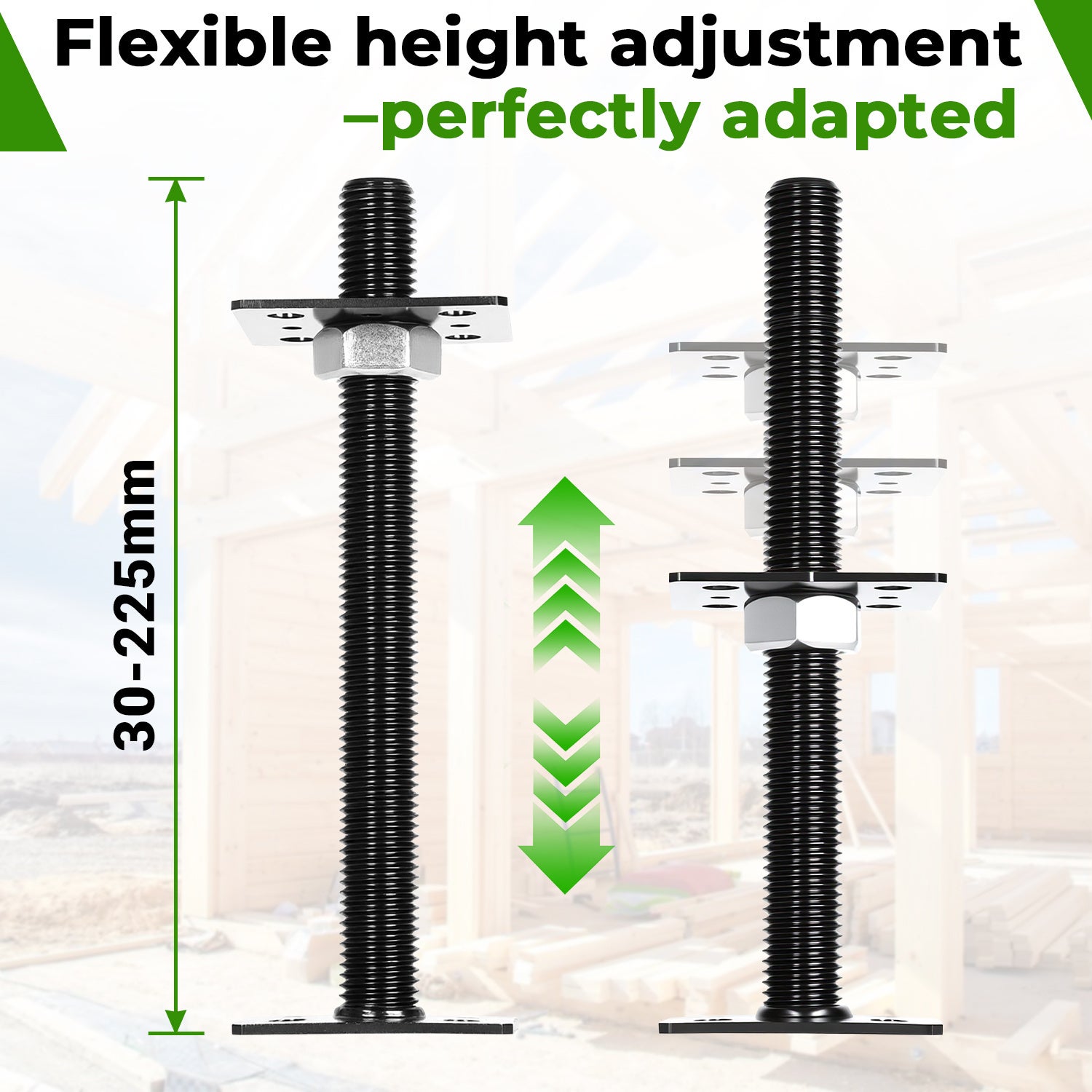 Support de poteau réglable en hauteur pour terrasse, pergola et clôture 30-250 mm Noir 4PCS - 3