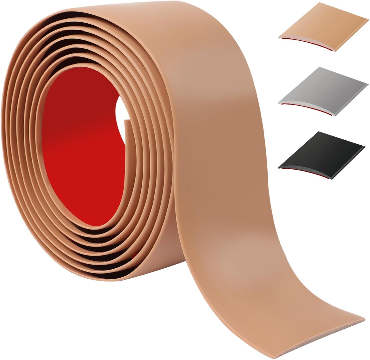 Listwa progowa samoprzylepna 200 cm - Elastyczny próg PVC samoprzylepny - Listwa przejściowa do progu kuchni/salonu (5 cm, brązowa)