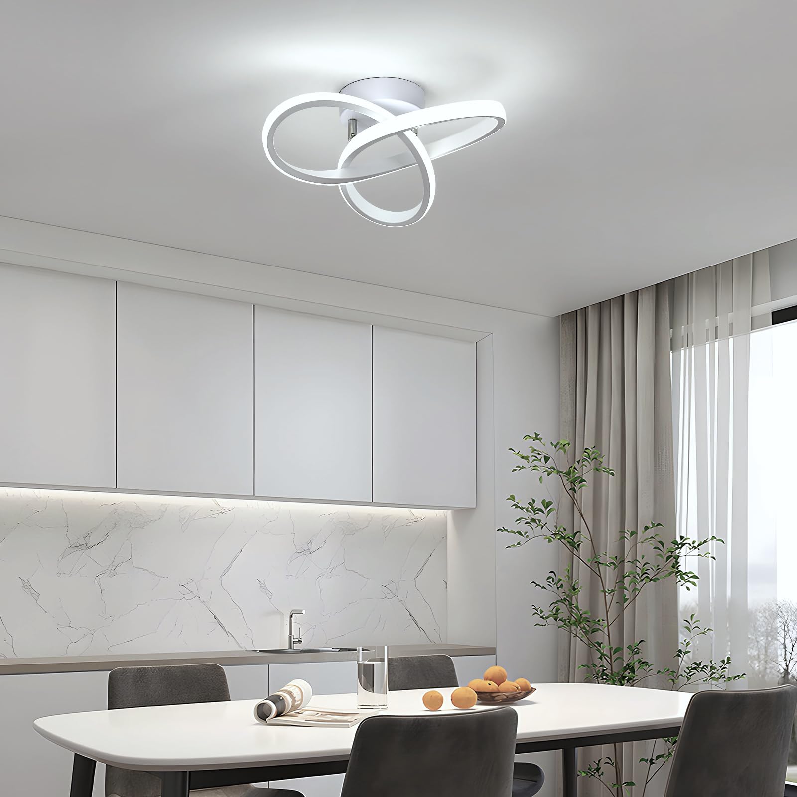 Oświetlenie sufitowe LED, energooszczędny żyrandol LED, nowoczesna lampa sufitowa 20 W, designerskie oświetlenie alejki LED, białe światło 6000 K - 3