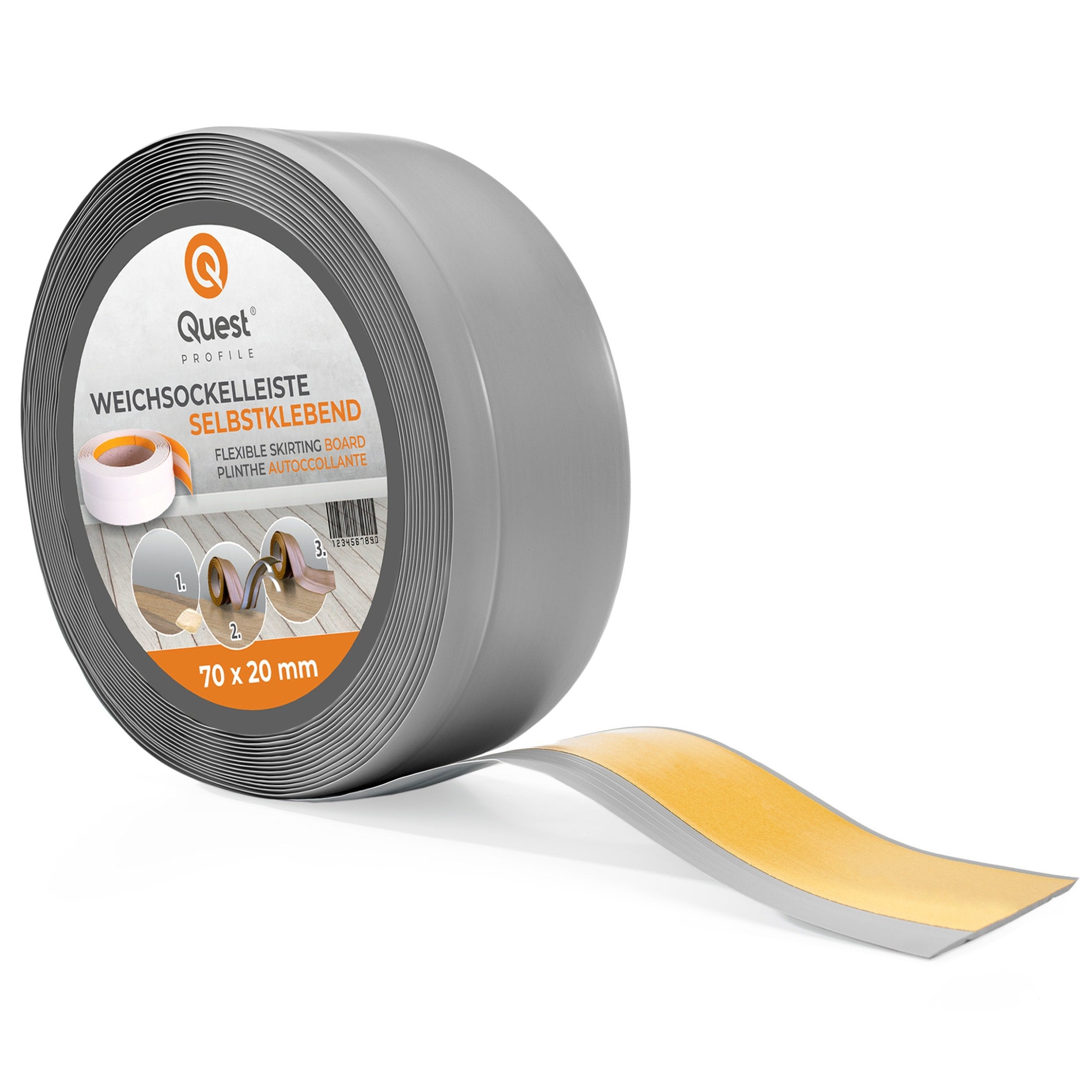 Plinthe Souple PVC – 70 Mm X 20 Mm, Flexible, Imperméable, Pour Finition Mur/sol, Salon, Salle De Bain, Facile à Poser Sans Perçage