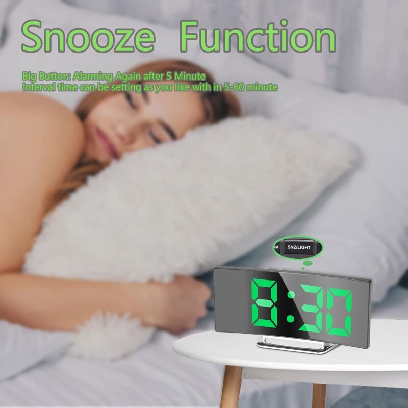 Réveil numérique pour chambre à coucher, écran miroir LED 7