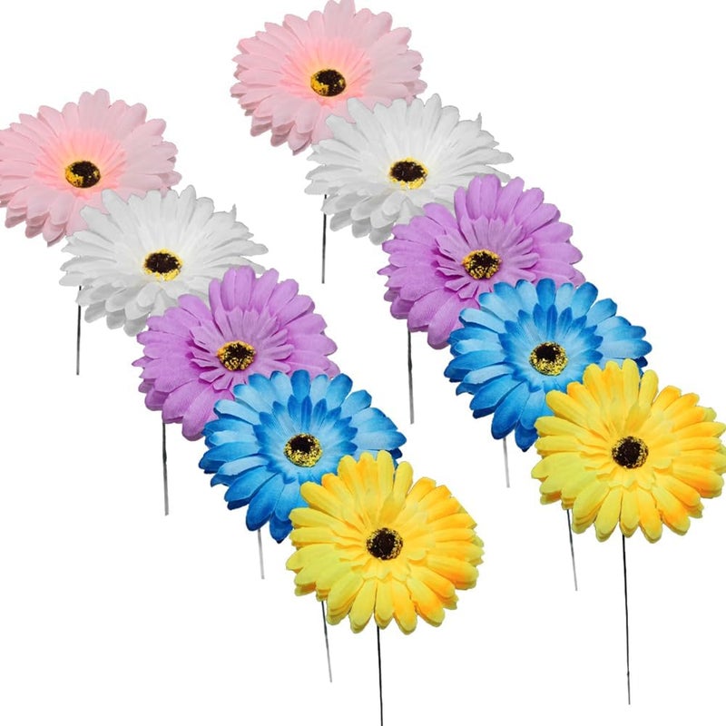 Zestaw 10 afrykańskich palików ogrodowych w kształcie chryzantem do stosowania wewnątrz i na zewnątrz