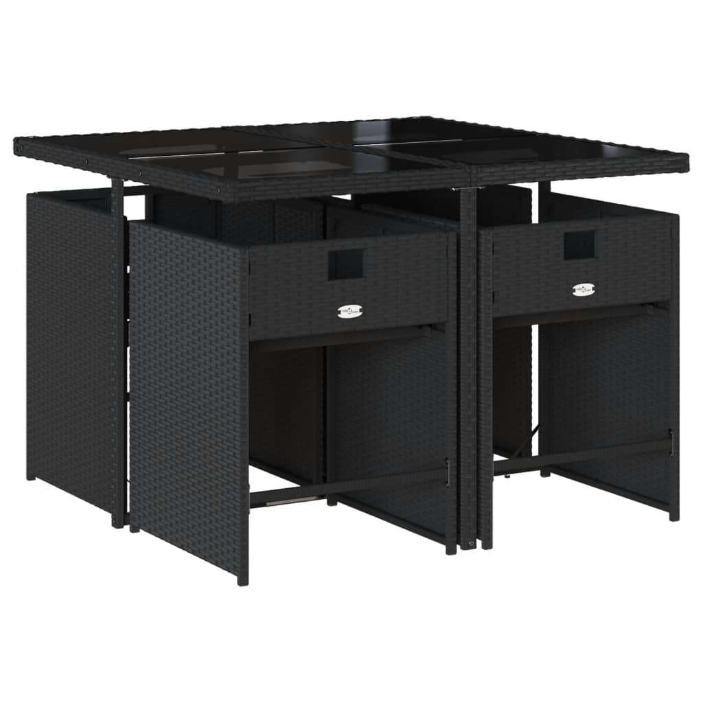 Set de muebles jardín 5 piezas con cojines ratán sintético negro - 3