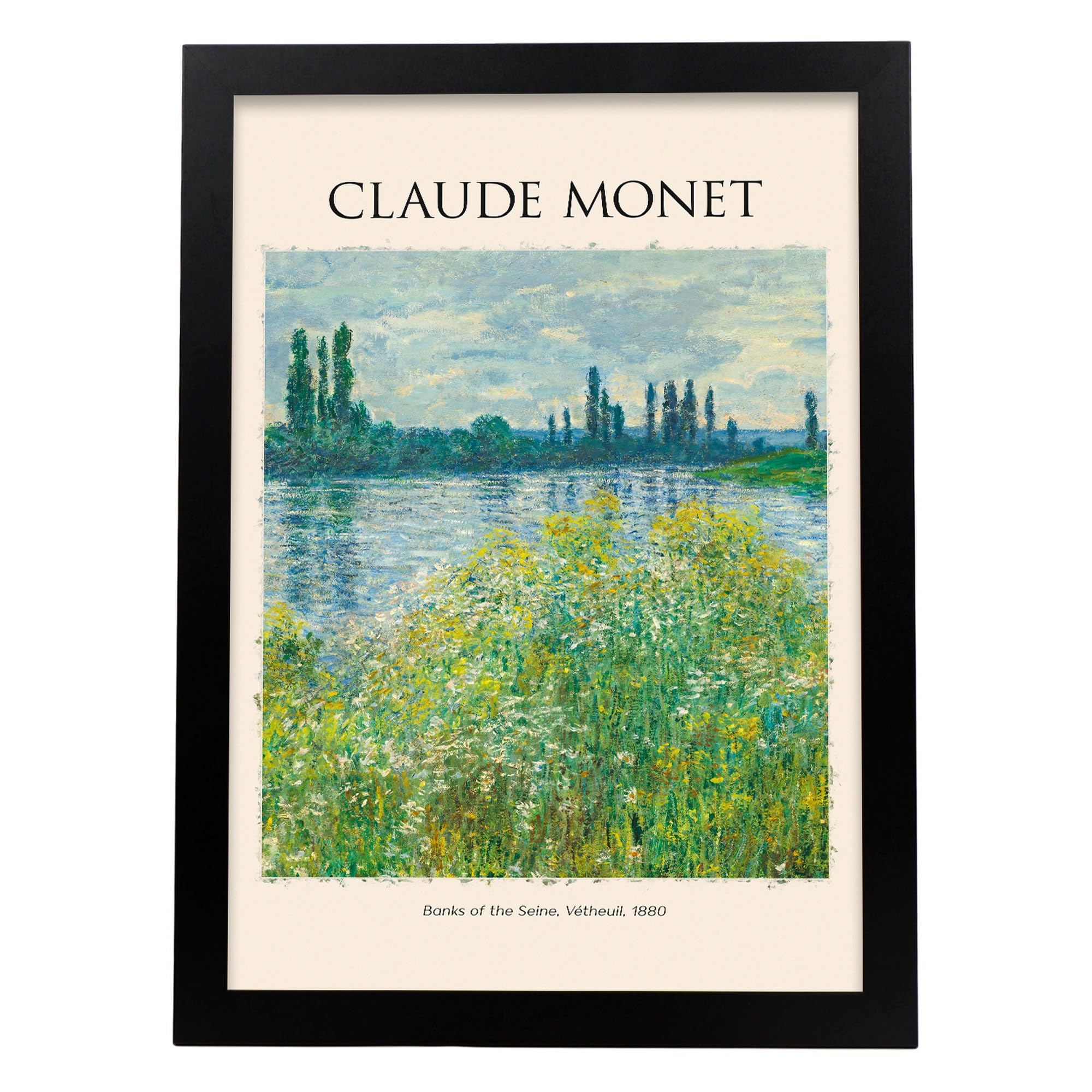 Lámina poster de bancos del sena cuadros decorativos para tu hogar estampados impresiones de pared inspiradas en claude monet a3 con marcos negro